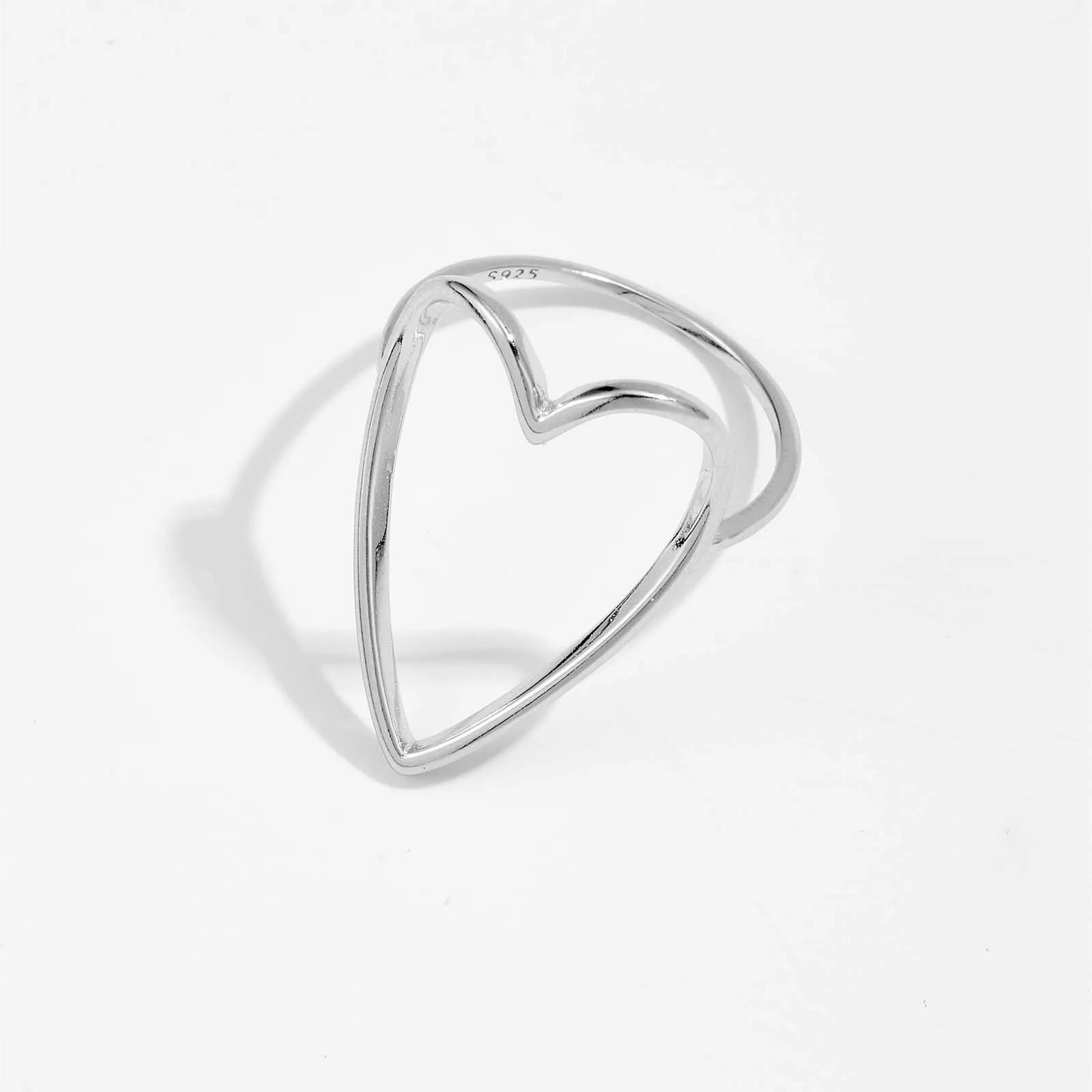 ANDYWEN 100% 925 Sterling Silver Big Love Plain Heart Ring Women Slim Definite Women Thin Luxury Fine Jewelry Spring Jewels