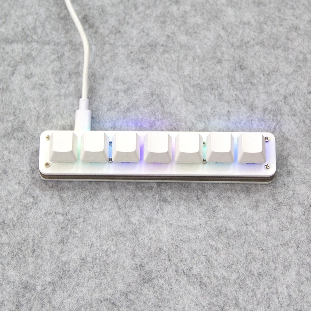 Mini 7Key RGB Backlight White Black Hot swappable USB Wired Macro Programmable VIA Mechanical Gaming Keypad
