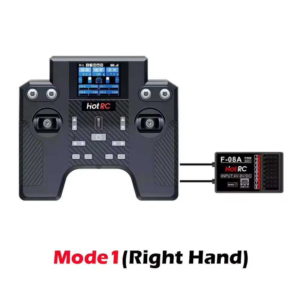 รีโมทคอนโทรล Hotrc HT-8A 2.4G 8 ช่อง พร้อมตัวรับสัญญาณ F-08A สำหรับเฮลิคอปเตอร์บังคับวิทยุ รถยนต์ เรือ รถถัง หุ่นยนต์