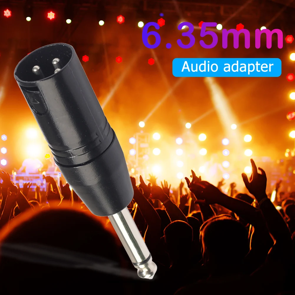 3Pin XLR Mic Male to 6.35mm Male Mono Mic Adapter Plug for Earphone Amplifier
