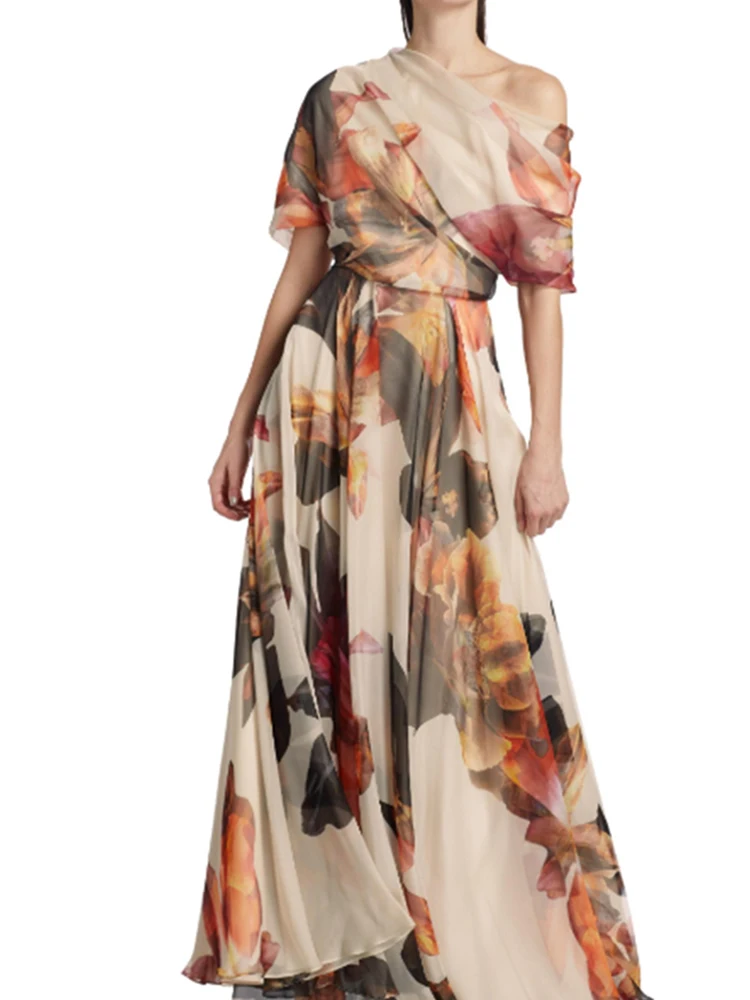 

Модные большие свободные платья на шнуровке с принтом, весеннее женское платье на молнии с короткими рукавами, летнее свободное лоскутное длинное платье с высокой талией