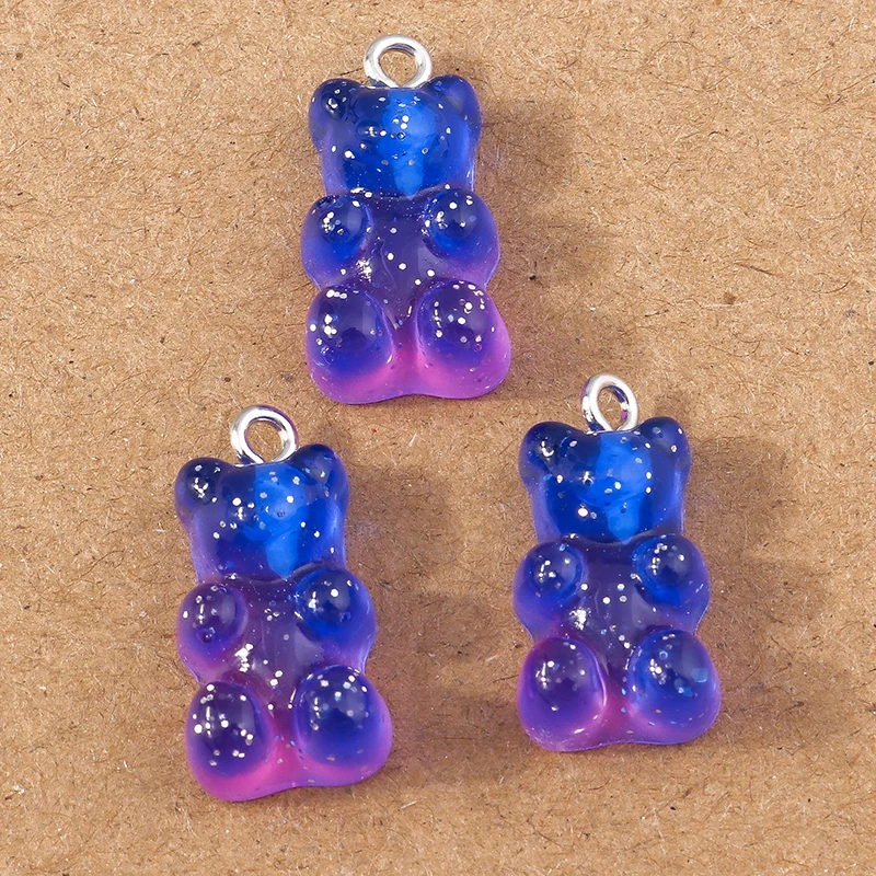 10 Stück 20 x 11 mm niedliche Harz Tier Bär Charms Anhänger für Schmuckherstellung Ohrringe Halskette DIY Zubehör Zubehör – Detail 10