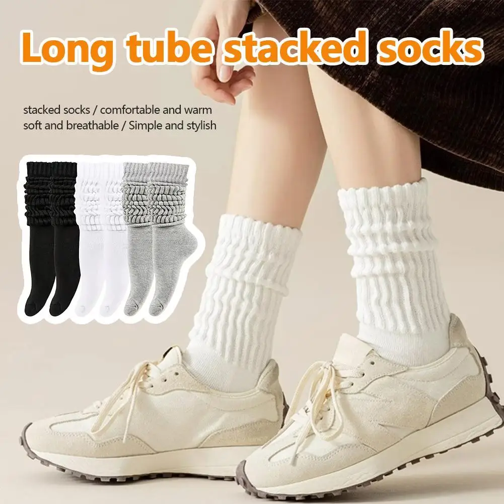 الخريف الشتاء المرأة الأوسط الجوارب بلون محبوك الدافئة عارضة الراحة مكدسة جوارب محبوكة #1
