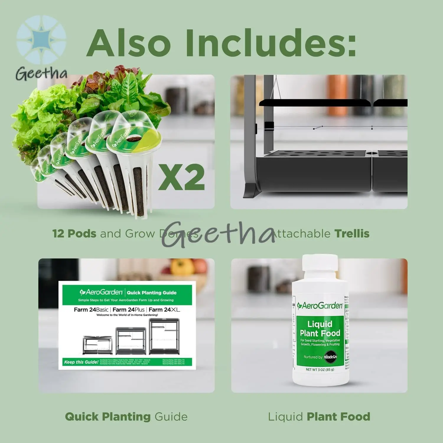 Farm 24Basic with Salad Bar Seed Pod Kit - Indoor Garden with LED Grow Light, Black