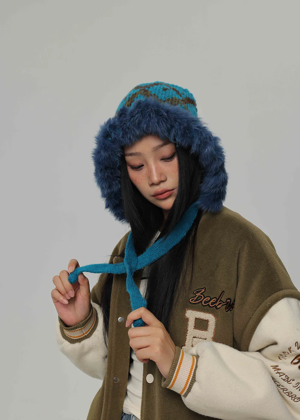 2024 أرنب الفراء الشتاء بالاكلافا القبعات للرجال والنساء للجنسين محبوك مقنعين قبعات في الهواء الطلق دفئا الرباط القبعات بيني قبعة #4