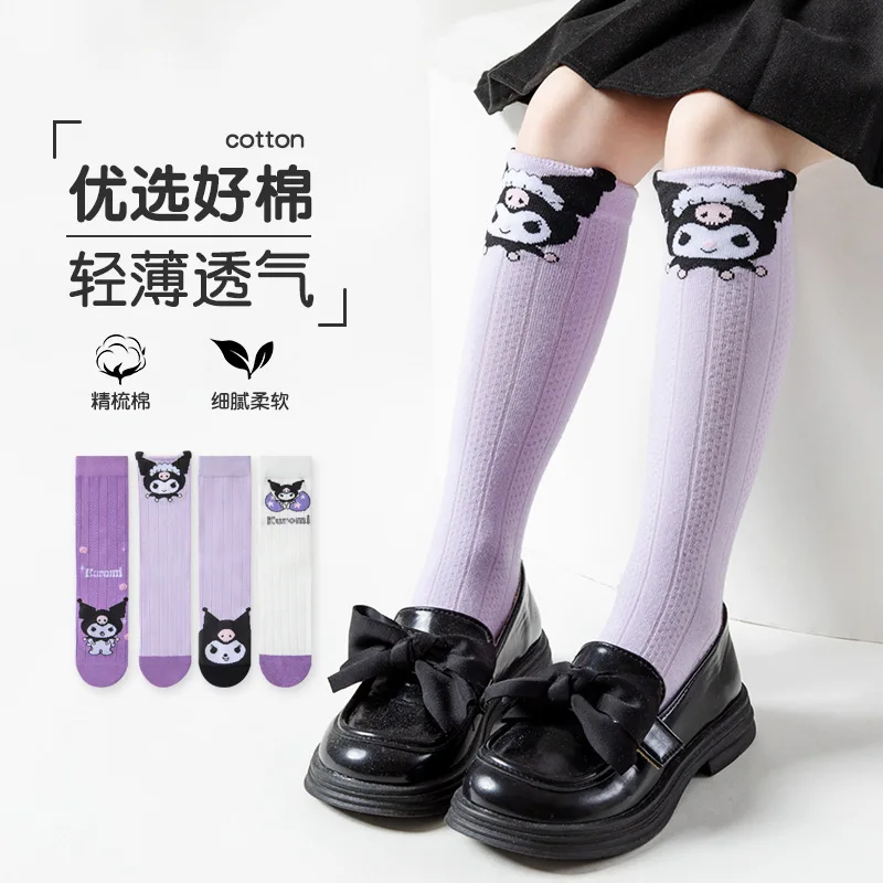 

1Pairs Sanrios Kuromi Children's Girls Socks Kawaii Cartoon Melody Cinnamoroll Mid Length Socks Korean Style Socks For Girls