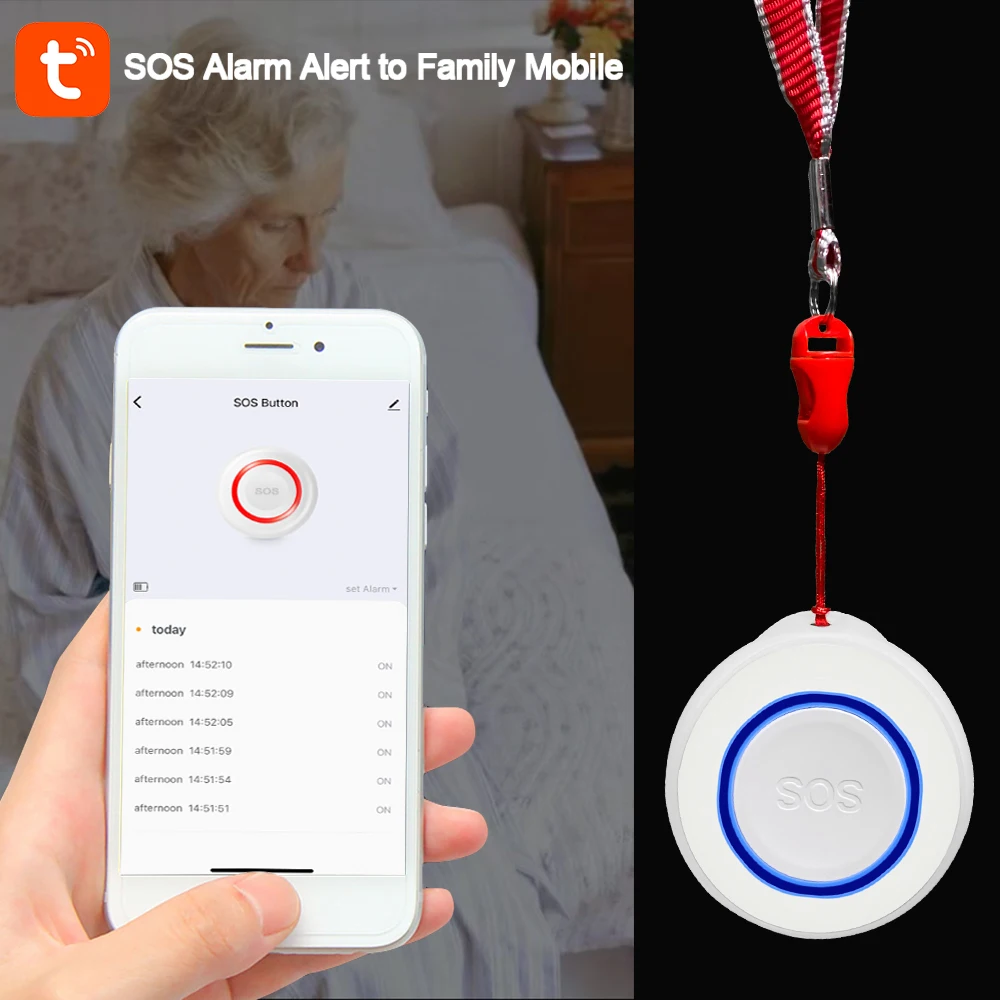 Tuya WiFi 2.4G Panic Button SOS Emergency For Elderly Disabled Hospital Alert Push Smart Life Burglar Alarm Home Security System