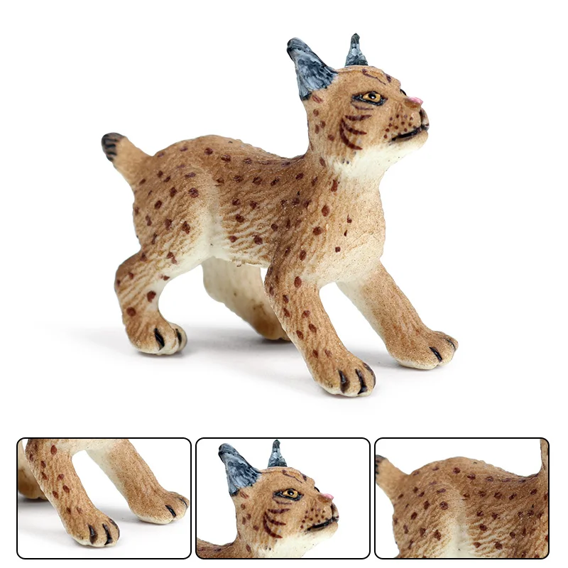 Oenux Simulation Wilde Tiere Bengalkatze Tiger Katze Luchs Caracal Leopard Action Figur Figuren Modell Bildung Miniatur Kind Spielzeug – Detail 13