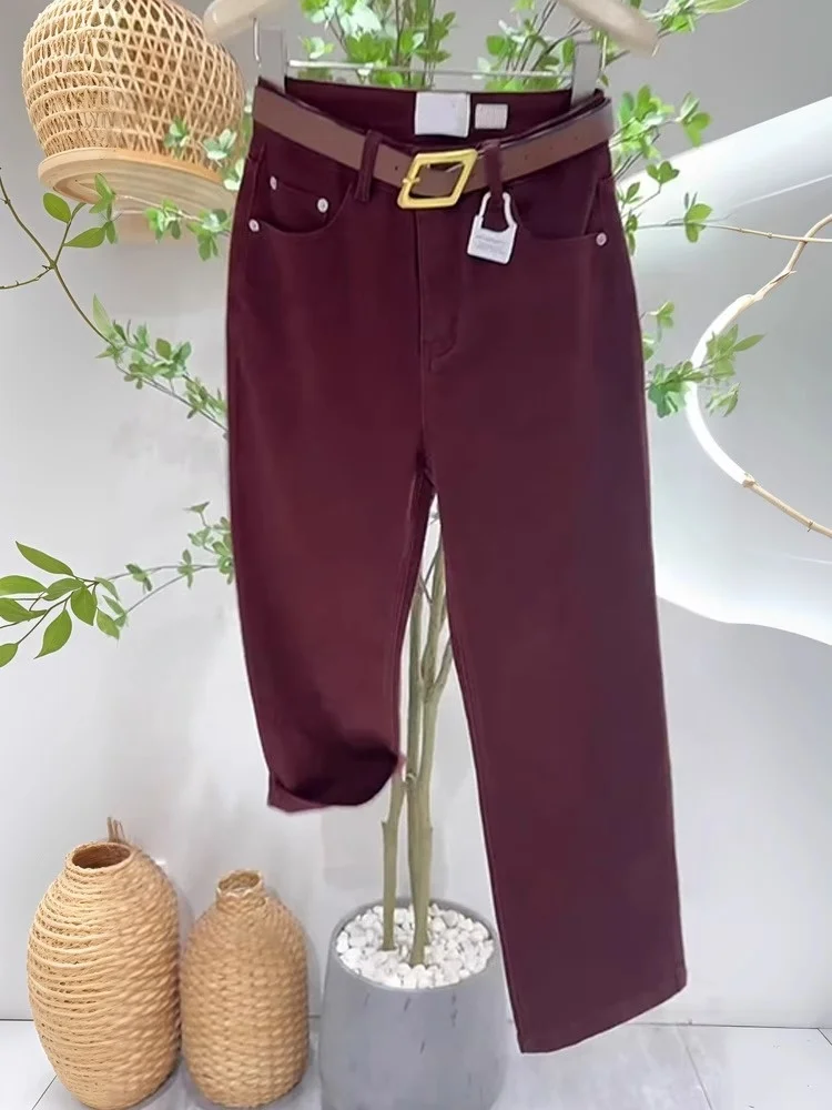 Ankela High Waist Wide Leg Jeans Women's Autumn Winter Fce Lined Straight Cut Denim Pants Slimming Loose Fit Hip Covering