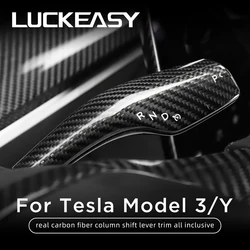 LUCKEASY Interior Remodel Patch For Tesla Model 3 Model Y Real Carbon Fiber model3 2017-2023 Column Shift Protection Cover