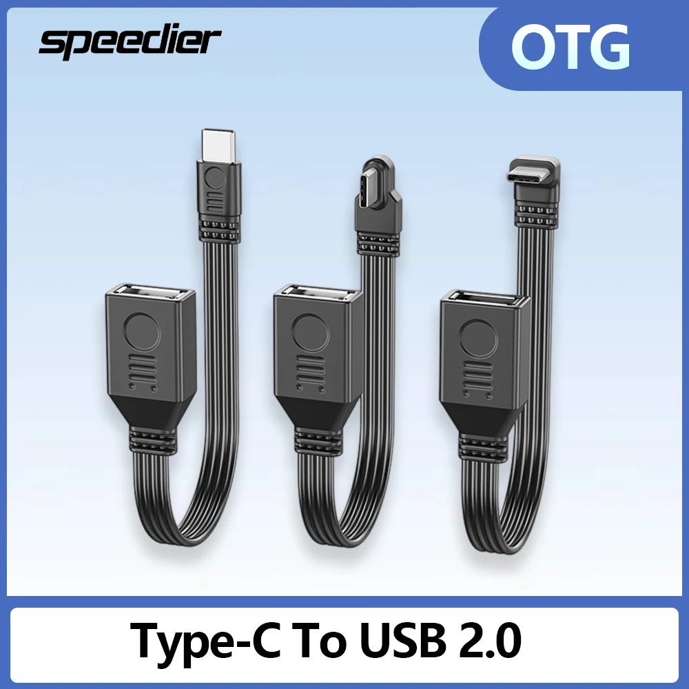 Type C To Usb 2.0 Elbow Shaped Silicone Cable OTG Data for Tablets Mobile Phones Flash Drives Vehicle Interconnection Mice
