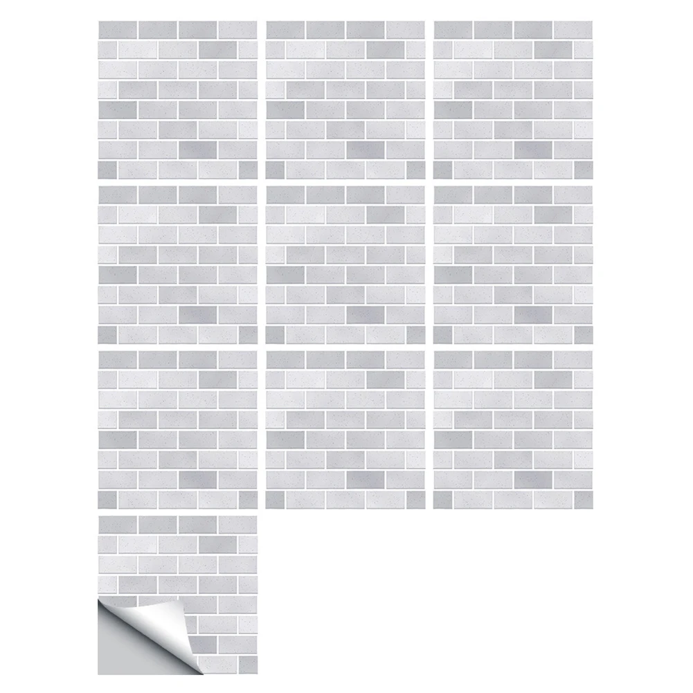 External-Space Home Improvement White Self-Stick Wall Tiles Stick-On Tile Backsplash HD Printed Design Square Design Waterproof