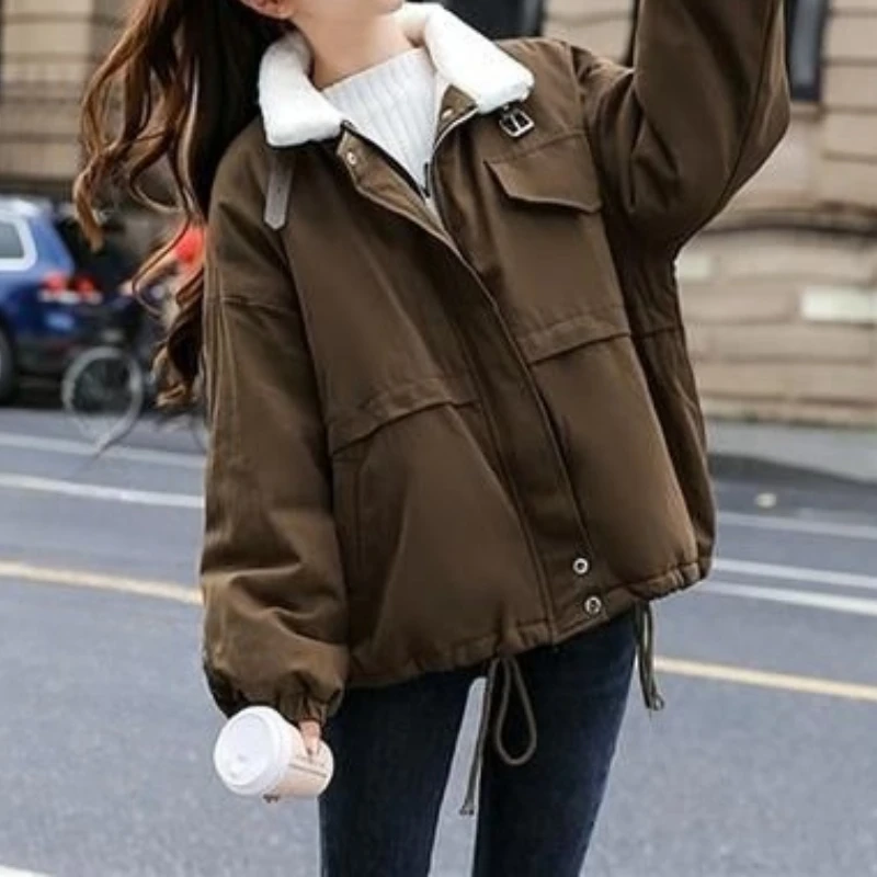 

Утолщенное женское пальто, зима 202, осень и зима, новая универсальная флисовая куртка из овечьей шерсти, утепленная лоскутная куртка с цветными блоками