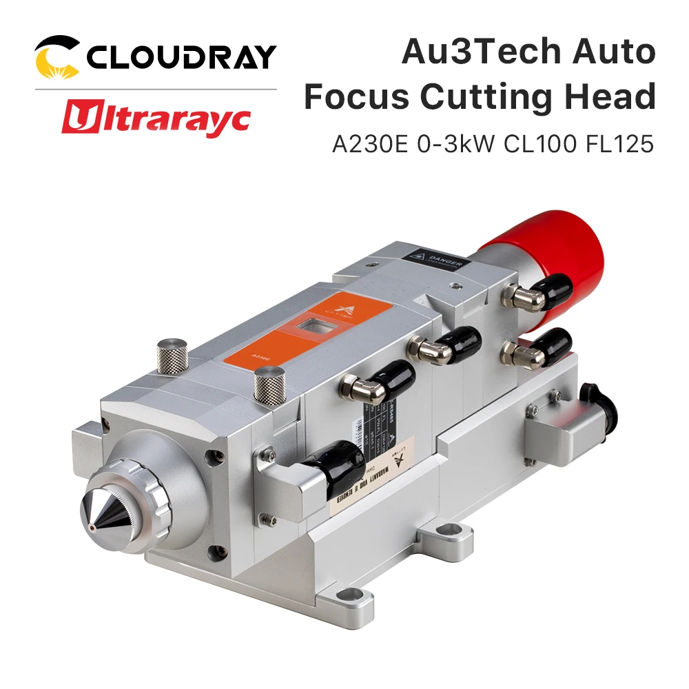 Cloudray AU3TECH A230E Faser Laser Schneiden Kopf mit D30 Objektiv Gruppe Design Max Power 3kW für Metall Schneiden Faser Maschine