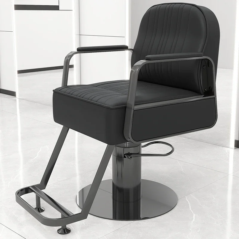 Adjustable Black Barber Chair Luxury Modern Simple Elegant Hairdresser Chair Comfortable Aesthetic Cadeira Giratoria Furniture