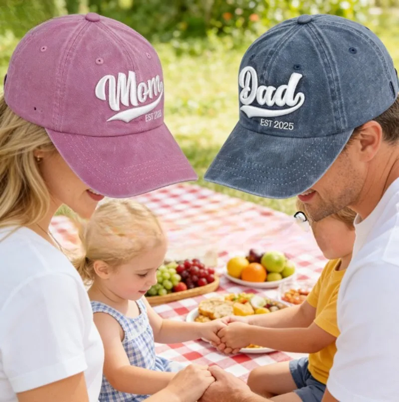 

Бейсболка с 3D-стереоскопической вышивкой DAD MOM – хлопковая кепка-тракер, классическая кепка в стиле Dad Hat, повседневная кепка в стиле хип-хоп для мужчин и женщин