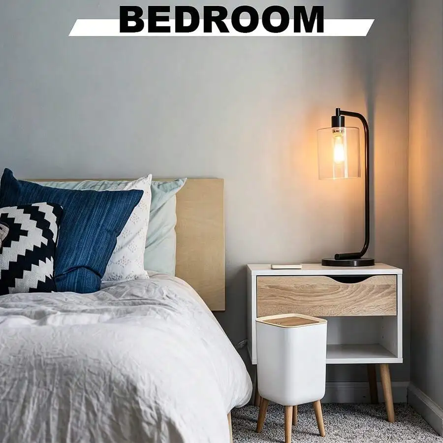 

Modern White Square 10L Trash Can For Bedroom Living Room Bathroom