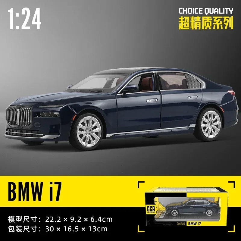 1:24 BMW I7 G70 Alloy Luxy Car Model Diecast Metal Toy Limousine Pure Electric Vehicles Car Model Sound Light kids Gift C391