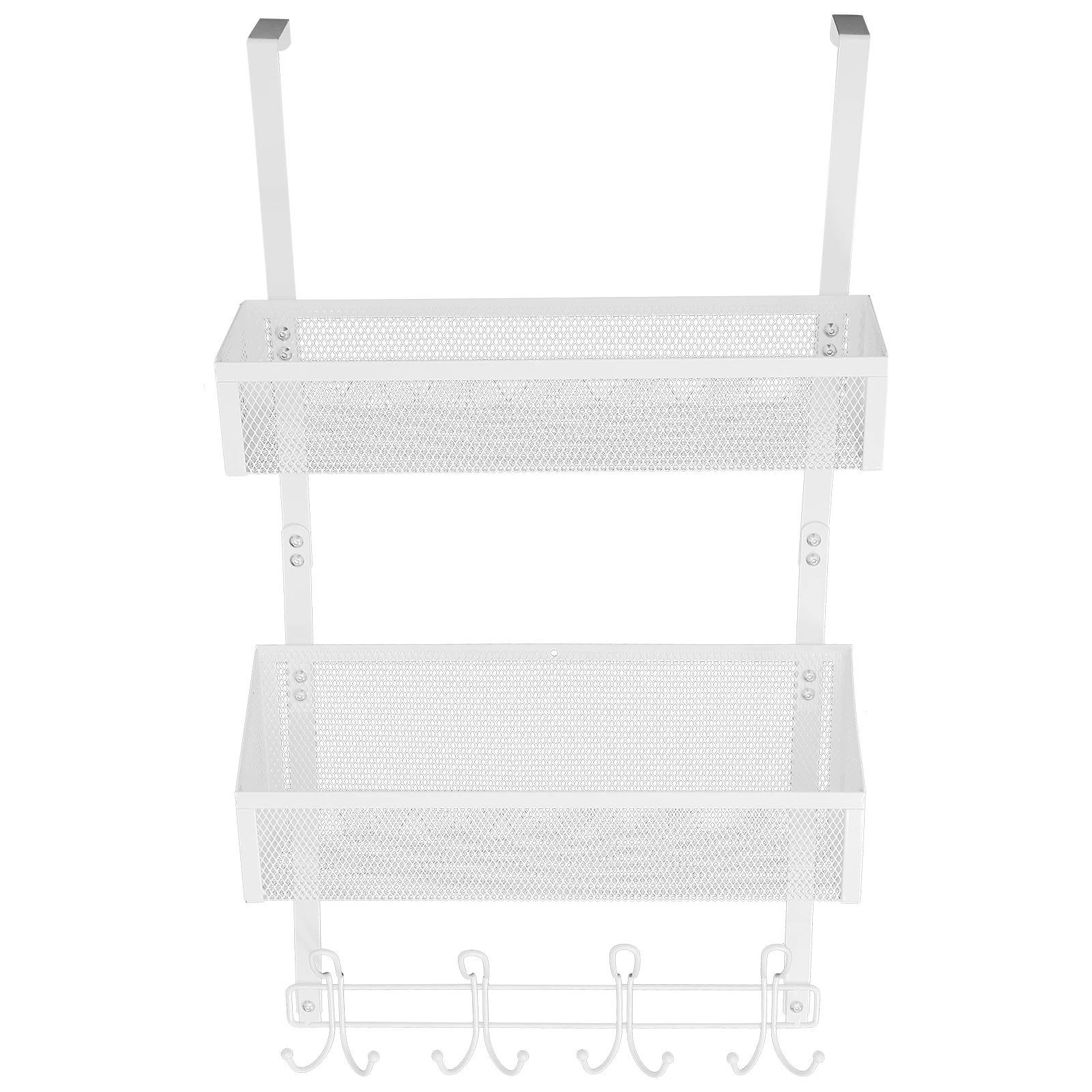 

Door Rack Storage Shelves Back Organizer over Bathroom Basket Iron Mesh Hooks behind Door Large Capacity Metal Material Sturdy