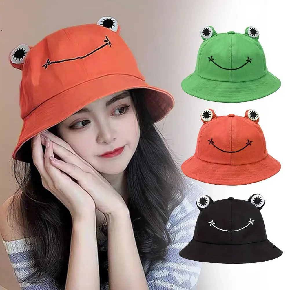 Frog Bucket Hats Korean Frog Hat Hip-Hop Role-Playing And Daily Casual Fisherman Hat Wide Brim For Women Kids