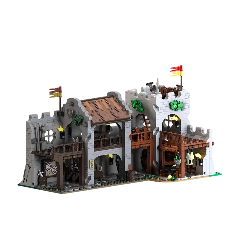 MOC Model budynku średniowieczny zamek seria DIY montaż rzeźniczy kąt klocki zabawki dla dzieci prezent na boże narodzenie