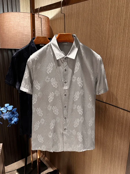 

Мужская шелковая рубашка Ele Silk Soft Gold с коротким рукавом, деловая повседневная, летняя, новая модная, в городском стиле, с принтом