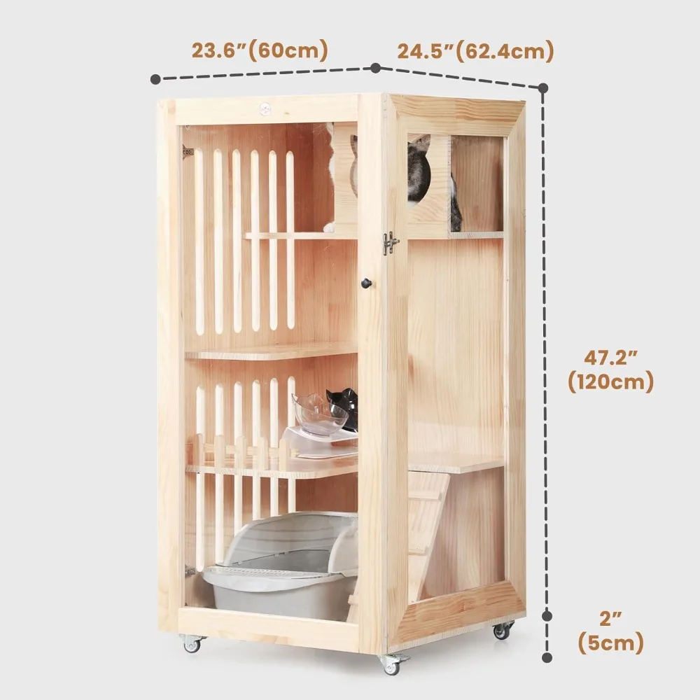 Imagem -04 - Grande Condomínio de Madeira Gato para Gatos Interiores e Exteriores Multi-característica Villa de Luxo Recinto para Gatos e Cães