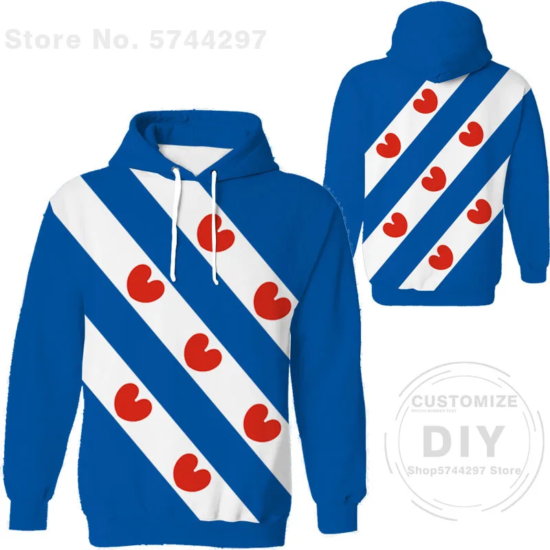 Friesland Hoodie Free Customized Hemd Name Leeuwarden Sweatshirt Drachten Sneek Dokkum Print Flag Nederland Fryslan Clothing