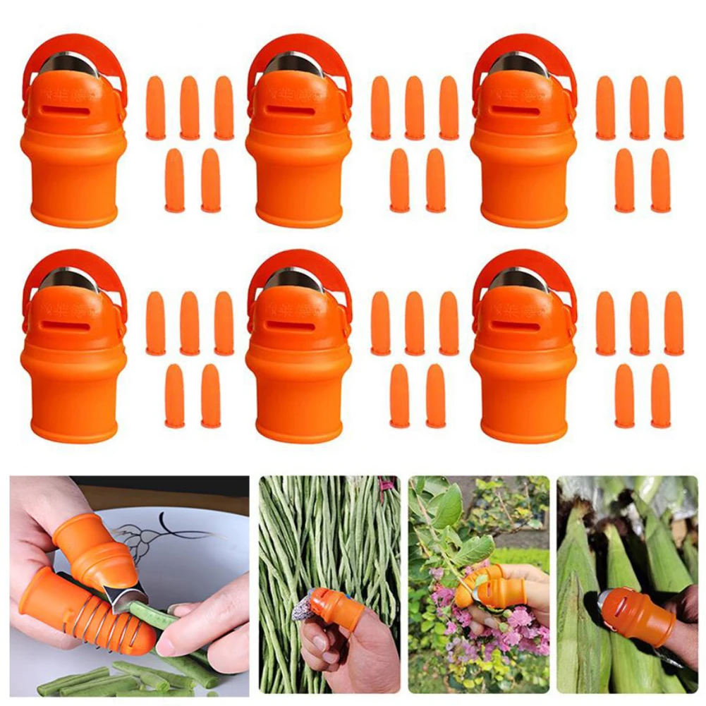 Finger Harvest Knife Protective Fingertip Rubber Cover Picking Vegetable Thumb Knife Finger Protector Thumb Cutter Garden Gloves