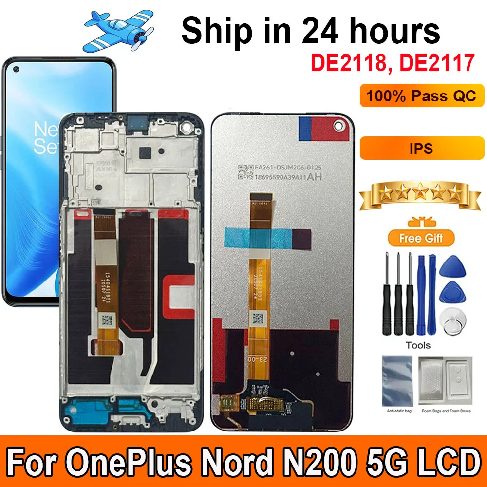 6.49‘‘For OnePlus Nord N200 5G LCD Display Touch Panel Digitizer Assembly Replacement With Frame For OnePlus Nord N200 5G LCD