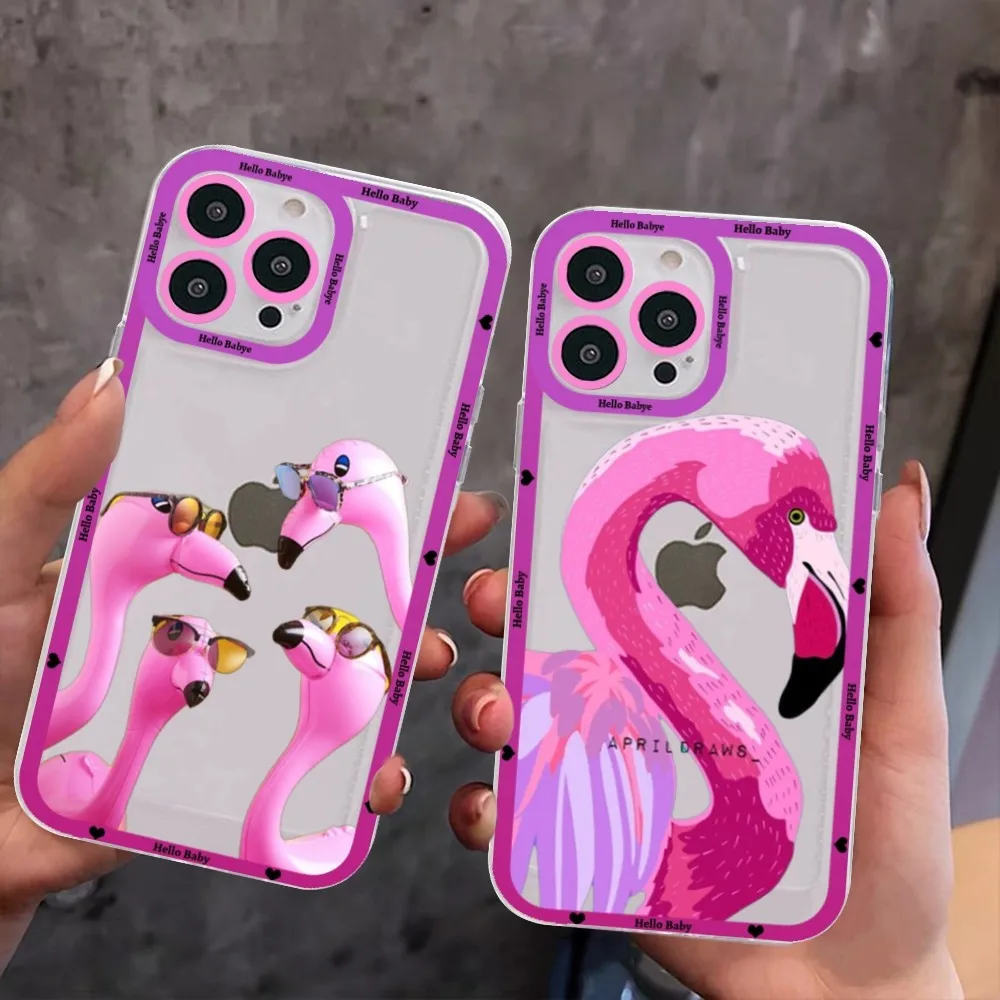 Pink Fantasy Flamingos Phone Case For Samsung S 20 21 22 23 lite plus ultra Clear Mobile Cover Funda