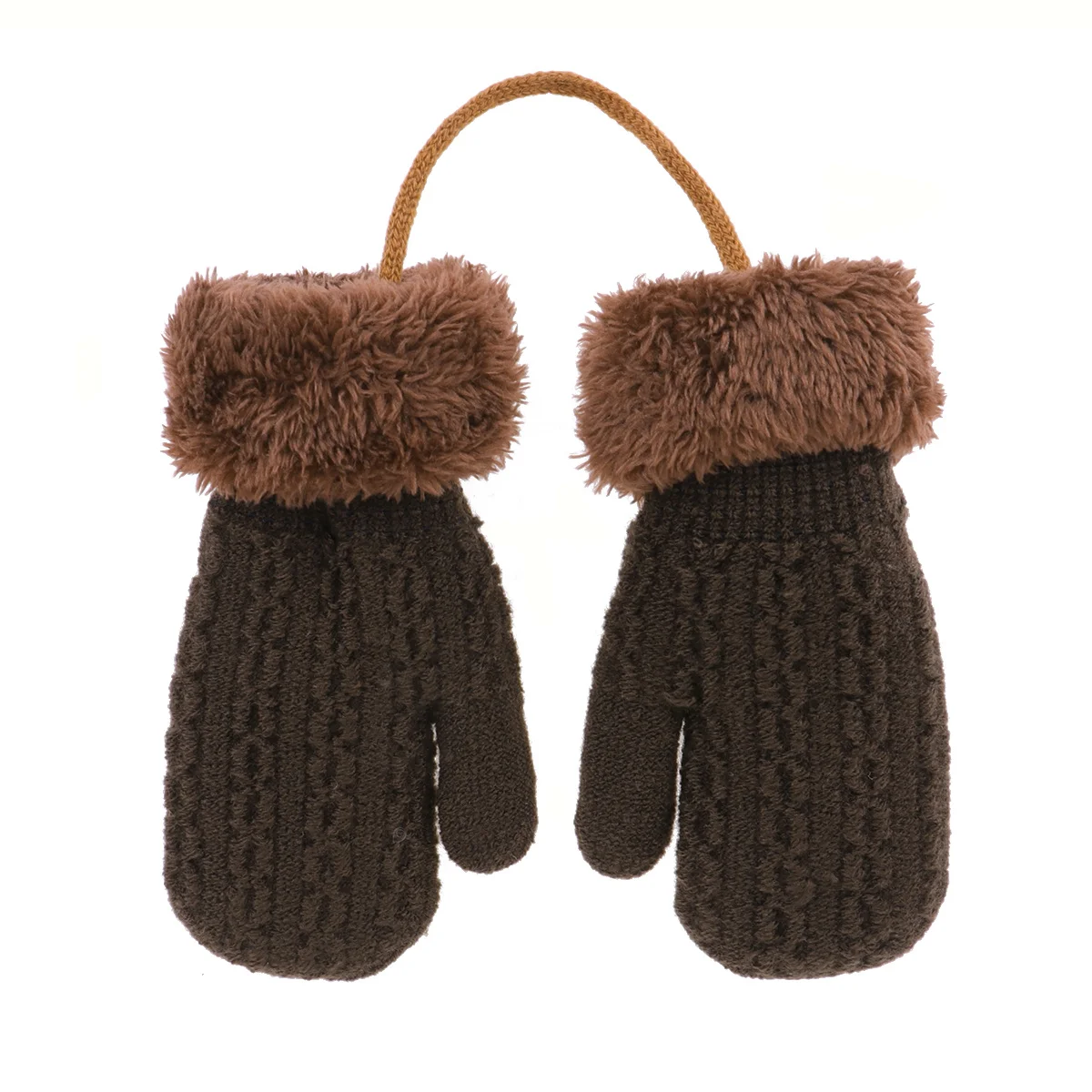 

Kids Winter Warm Knitted Gloves Double Layer Thermal Hand Protection for Cold Weather Coffee 1-4 Years Winter Gloves