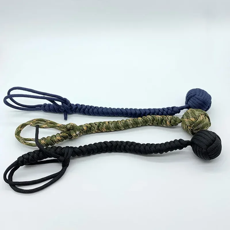 Outdoor EDC Self Defense Monkey Fist Rope Steel Ball Broke Window Personal Safety Keychain