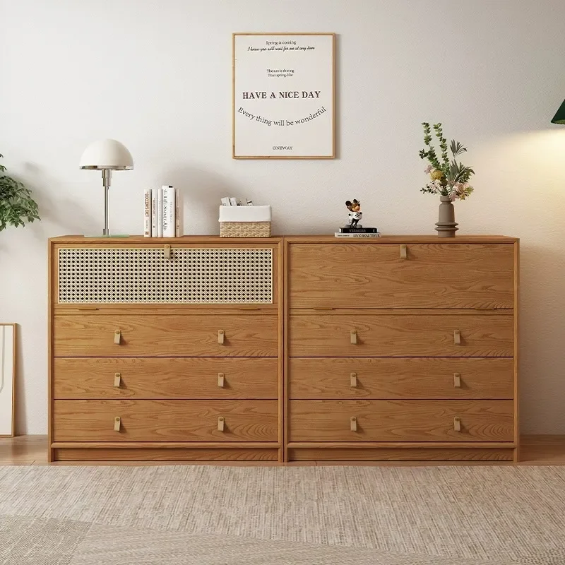 Nordic Wabi-Sabi Solid Wood Four-Drawer Cabinet Side Storage Ash Wood Modern Simple Light Luxury Furniture