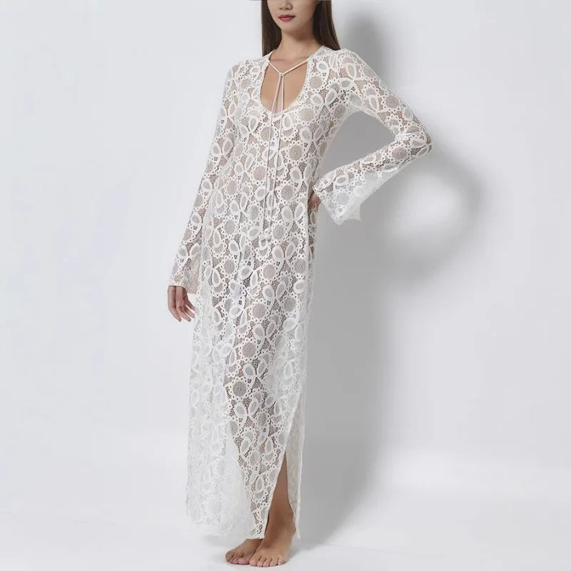 Abito aderente da donna Europa e America Primavera ed estate Nuovo modello Prospettiva Con lacci Moda sexy Facile da le vacanze