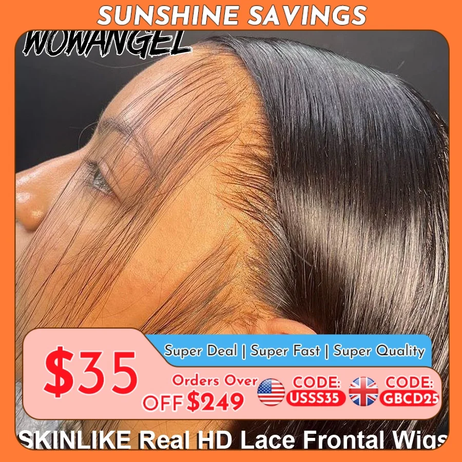 WOW ANGEL HD Lace Frontal Wig 250% 13x6 HD Lace Front Wig Straight Hair Invisible HD Lace Melt Skin HD Lace Front Human Hair Wig