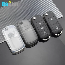 Transparent Car Key Case Cover Shell Fob for VW Volkswagen MK4 Bora Golf 4 5 6 Jetta Passat Polo Bora Touran Skoda Seat