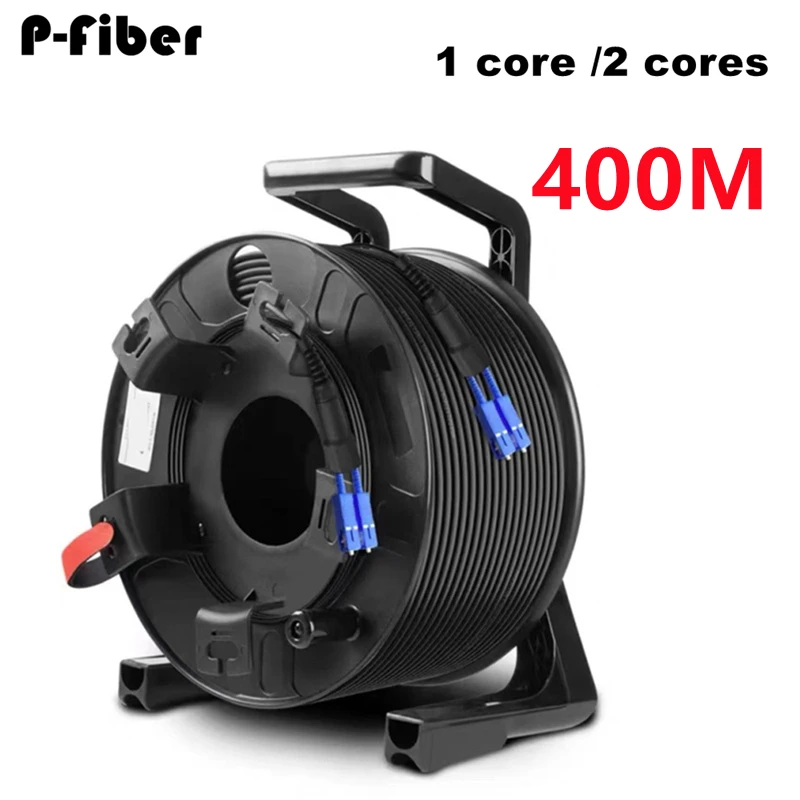 outdoor patchcord 400m 1 core 2 core armored with PCD310 reel LC SC FC APC SM TPU 3.0mm waterproof jumper optical fiber extender