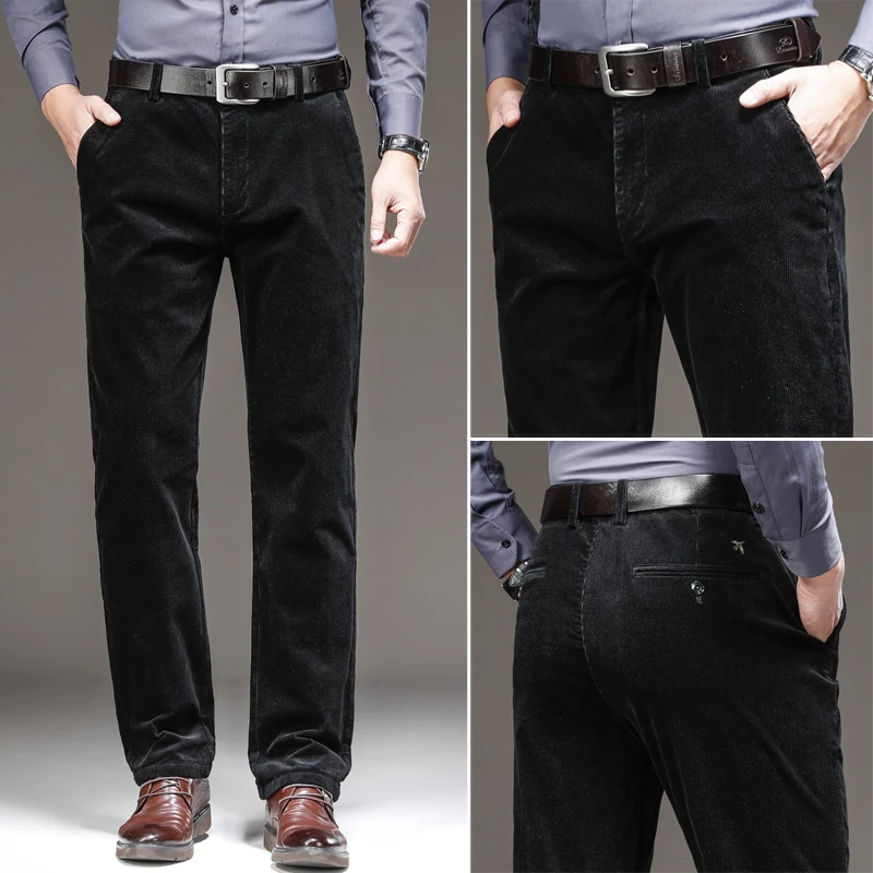 Corduroy Pants Men Autumn Winter Business Casual Trousers Brand Clothing Man Office Classic Long Straight Pant Cotton Male
