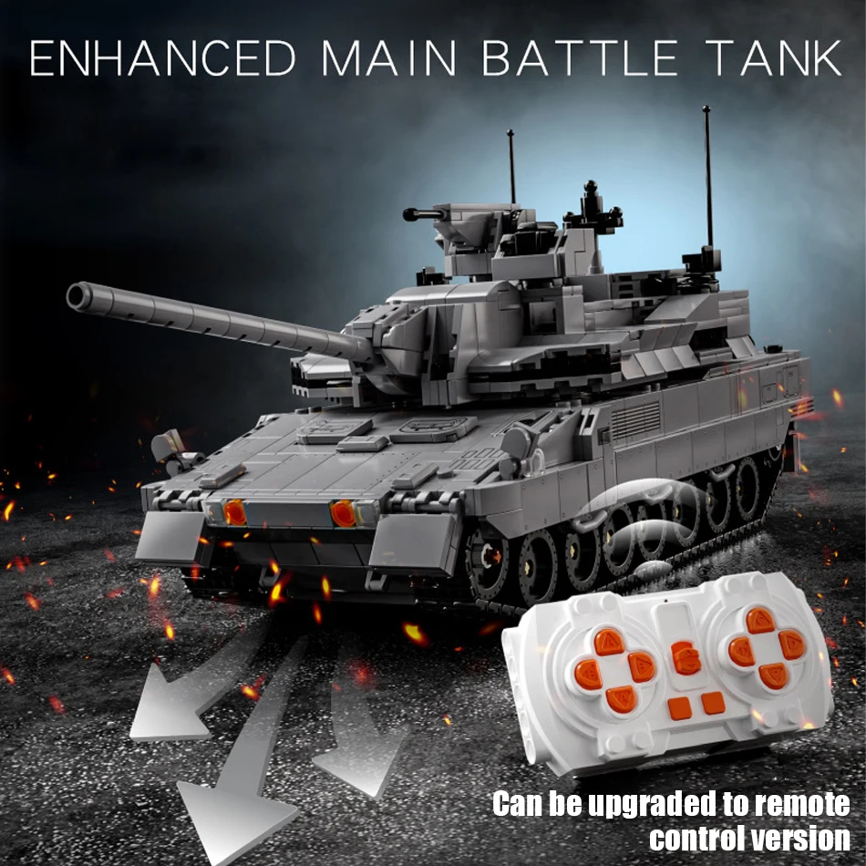 WW2 Military KF-51 EMBT Battle Tank Building Blocks Sets Army AbramsX T-14 Tank Model Remote Control Bricks Toys for Kids Gifts