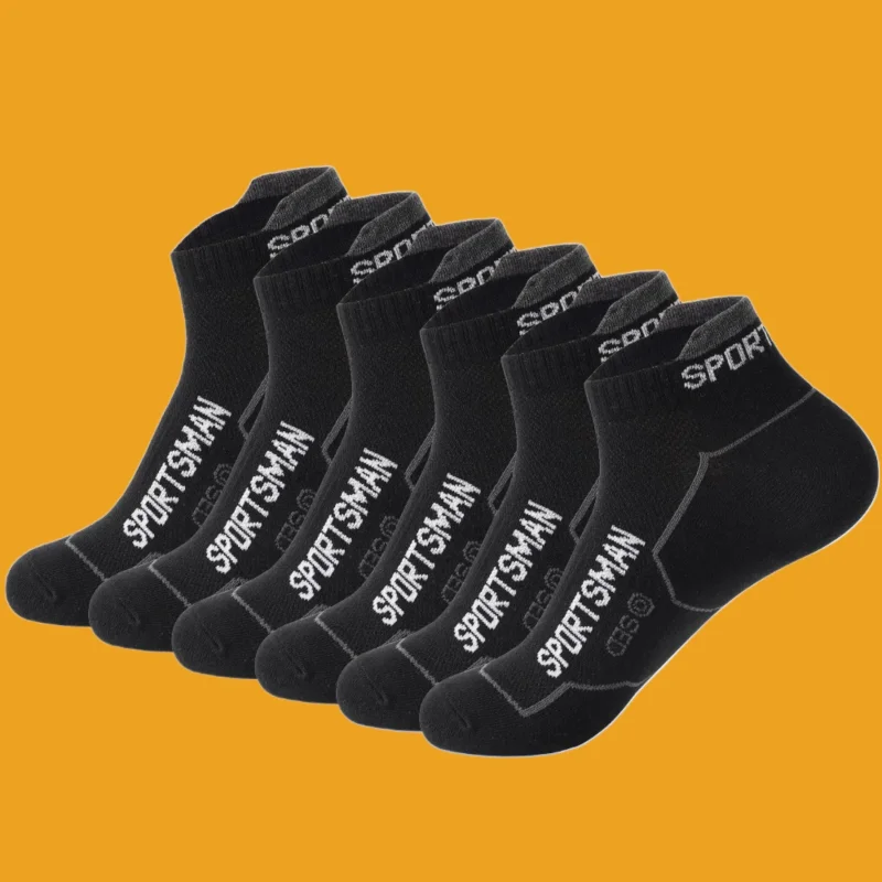 Calcetines de algodón informales para hombre, medias bajas, absorbentes del sudor y desodorantes, para correr, 6 pares, 2024