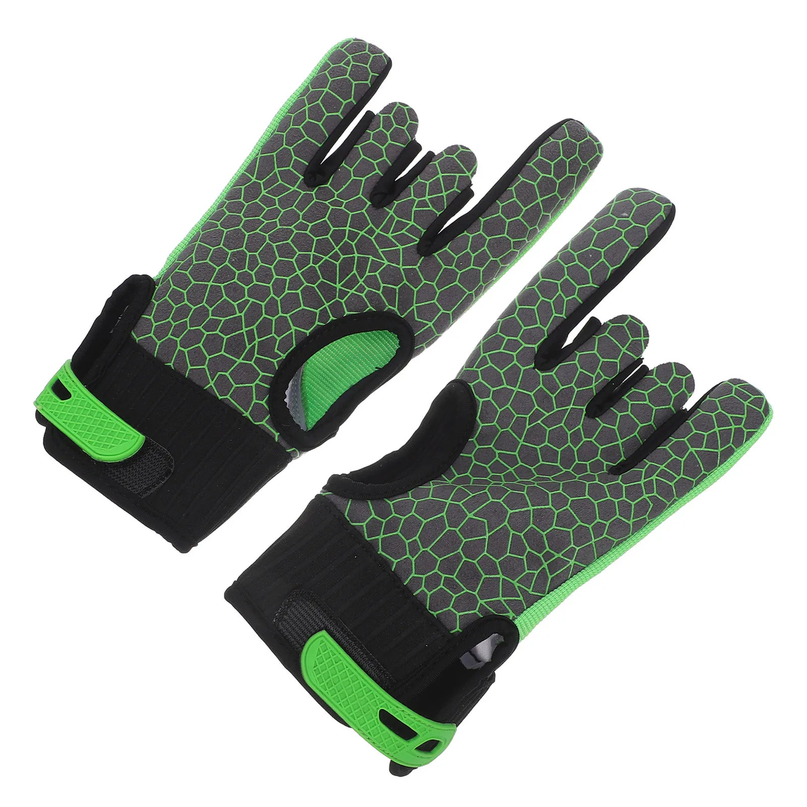 

1 Pair Bowling Gloves Professional Silicone Wrist Support Breathable Anti-Slip Sports Elastic Gloves Size L Green