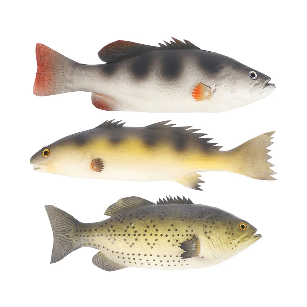 3 Pcs Artificial Fish Marine Animal Figures Sea Model Adornment Festival PU Food