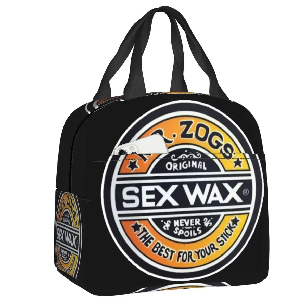 Custom Mr Zogs Surfing Sex Wax Insulated Lunch Bag for Camping Travel Waterproof Thermal Cooler Bento Box Women Kids