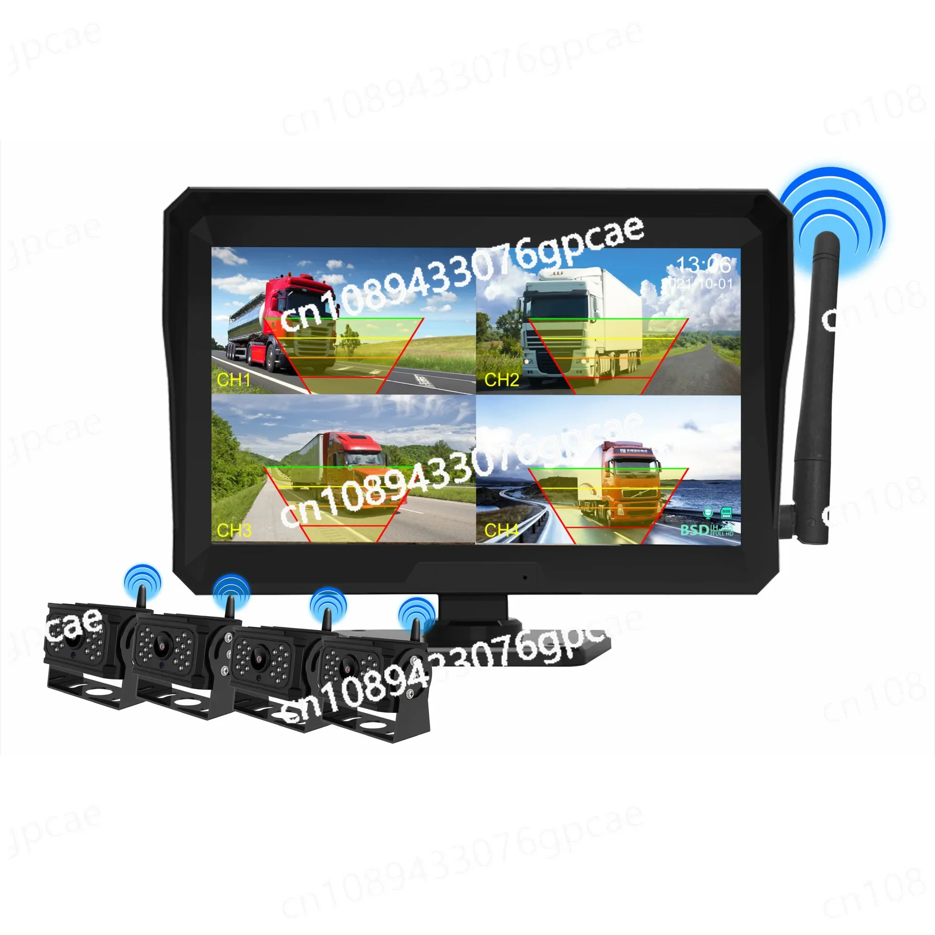 Trade New Wireless Vehicle Monitoring Reversing Camera High Definition Night Vision Dual Recording Bus Truck Driving Recorder