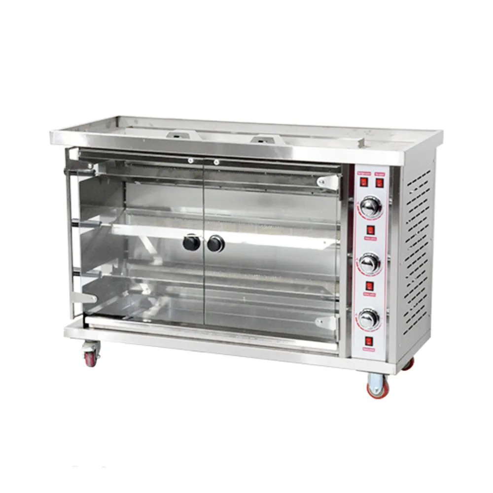 French Traditional Food 3 Shelves Cyprus Hole Chicken Barbecue Rotisserie Grill