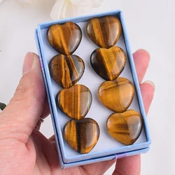 8pcs Natural Tiger Stones Heart-Shaped 20MM Potted Plants Fish Tank Crystal Decorations And Home Decorations Craft Stone