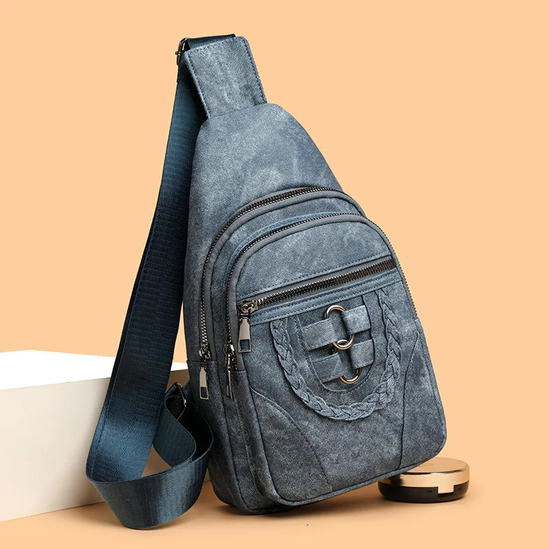 

Новая модная женская нагрудная сумка большой емкости в стиле ретро, модная многофункциональная однотонная женская сумка из мягкой кожи из искусственной кожи, женская