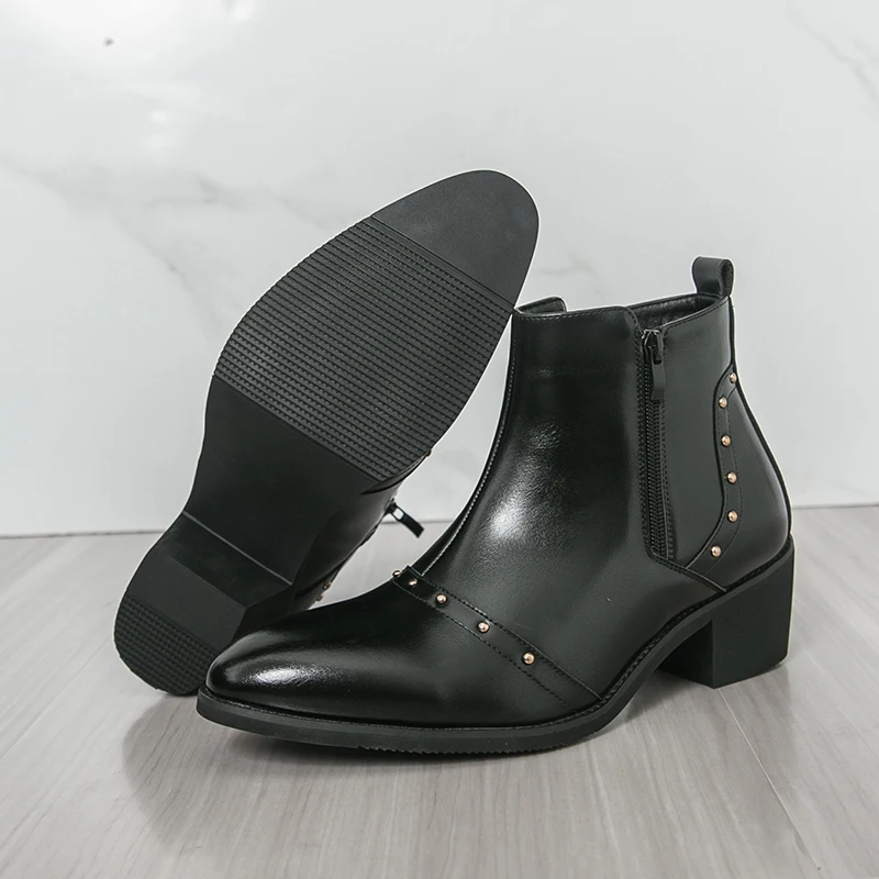 

Mens Leather Boots Chelsea Western Cowboy Boots Comfortable Extra Large Size 46 Stylish Durable for Outdoor Work Casual Wear