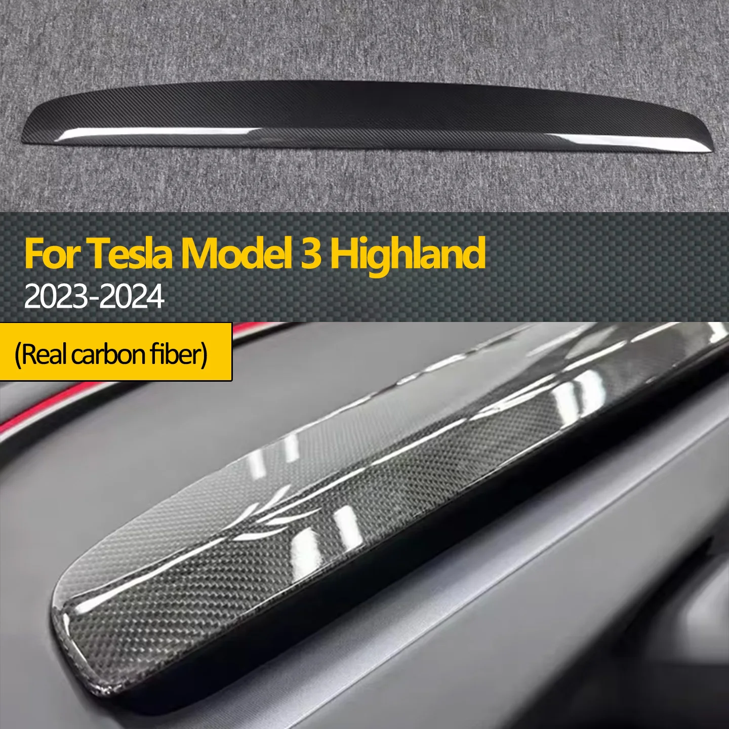 

For 2023 2024 tesla model 3 highland carbon fiber center console dashboard trim replacement car interior accessories